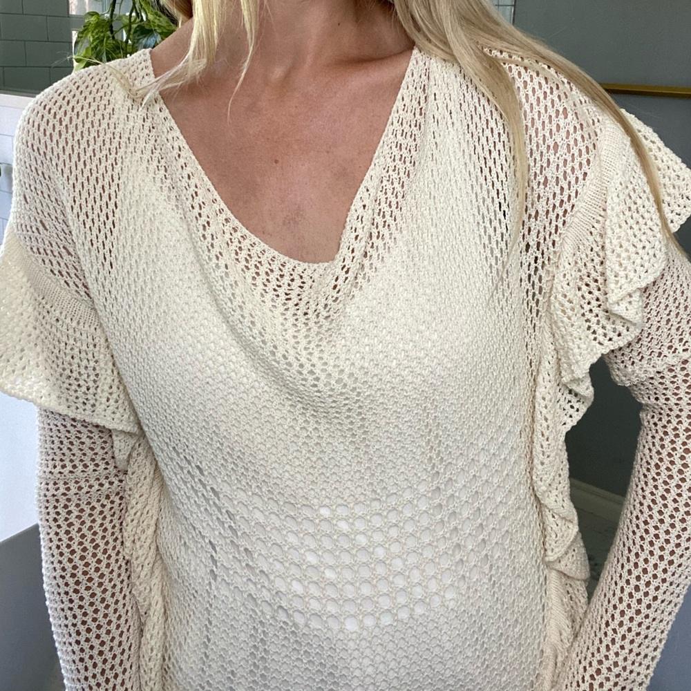 Anthropologie Angel of the North ivory crochet top - Picture 6 of 7